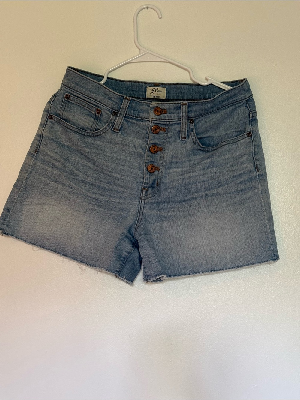 J. Crew Light Wash Denim High-Rise Button-Fly Shorts